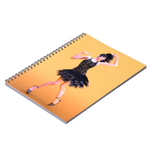 Flapper Dancing Vintage Spiral Notebook (Left Side)