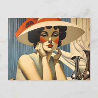Flapper Elegance: In the Style of Jean Dupas Postcard