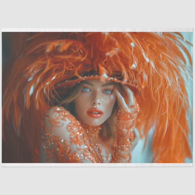 Flapper Fantasy Tangerine Dream Decoupage  Tissue Paper (Front)