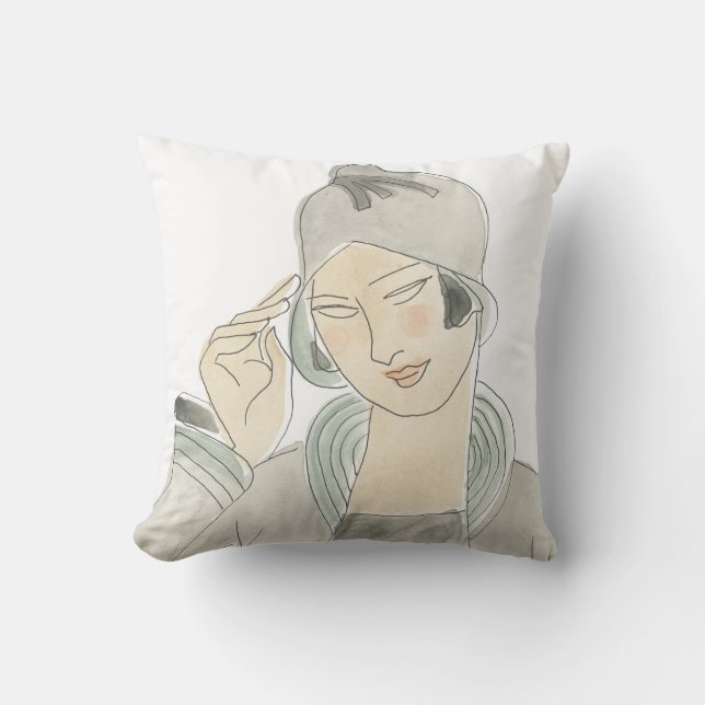 Flapper Fashion Sketch Cushion (Front)