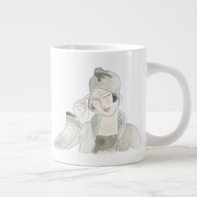 Flapper Fashion Sketch Large Coffee Mug (Right)