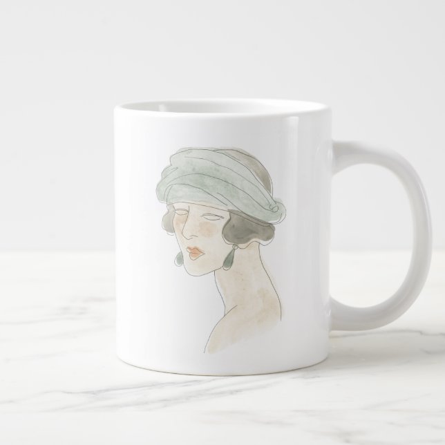Flapper Fashion Sketch - Portrait Large Coffee Mug (Right)