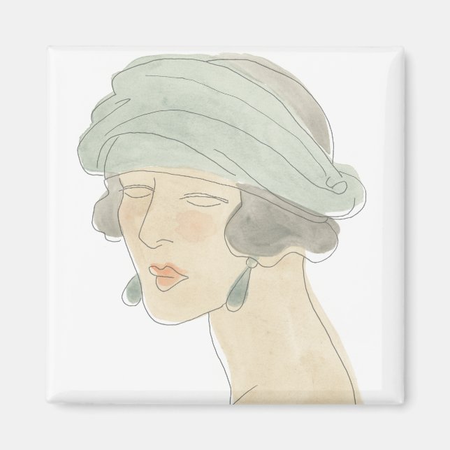 Flapper Fashion Sketch - Portrait Magnet (Front)