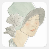 Flapper Fashion Sketch - Woman with Hat