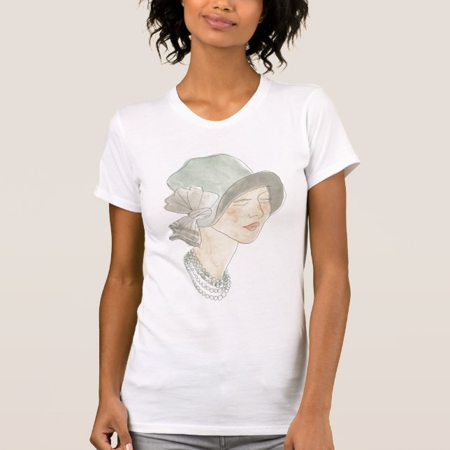 Flapper Fashion Sketch - Woman with Hat T-Shirt (Front)