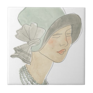 Flapper Fashion Sketch - Woman with Hat Tile