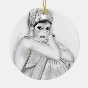 Flapper Girl Ceramic Tree Decoration