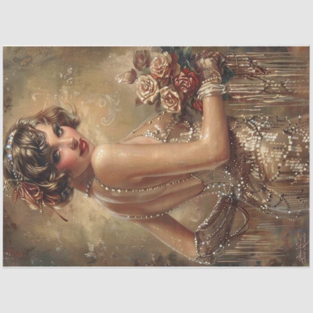 Flapper girl gold tissue paper (Front)