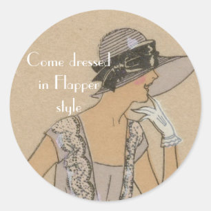 Flapper Girl in Large Brim Hat Classic Round Sticker