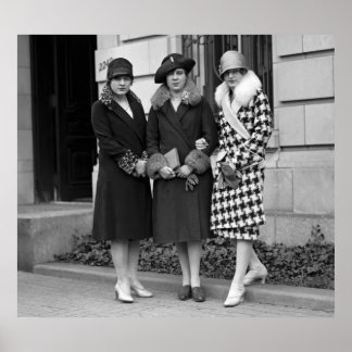 Flapper Girls, Cloche Hats 1920s Poster