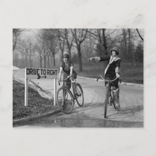 Flapper Girls Riding Bicycles, 1925 Postcard