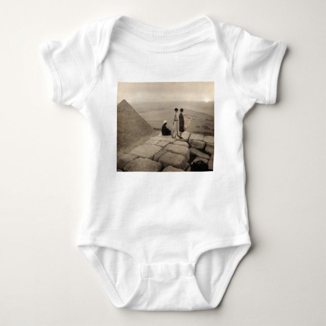 Flapper Girls Sunrise Khufu Pyramid, Egypt 1920  Baby Bodysuit (Front)