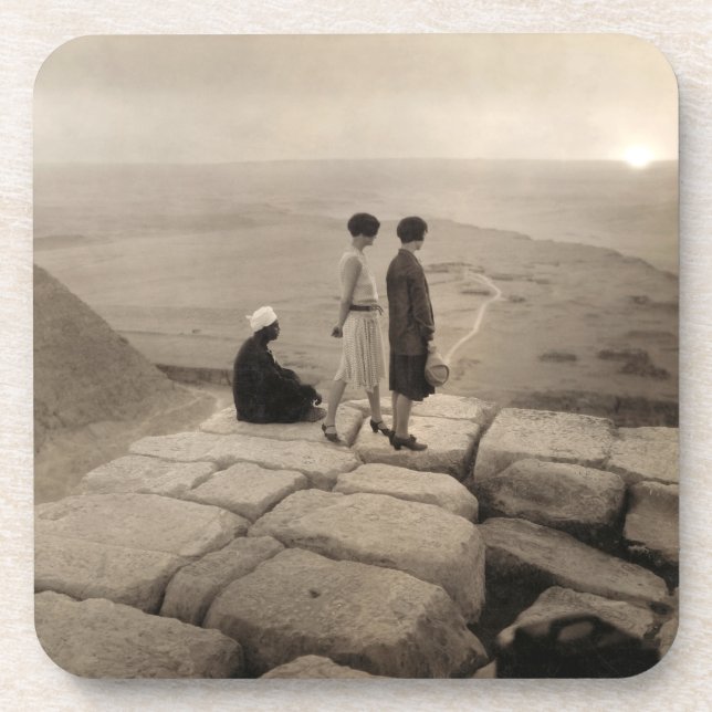 Flapper Girls Sunrise Khufu Pyramid, Egypt 1920  Coaster (Front)