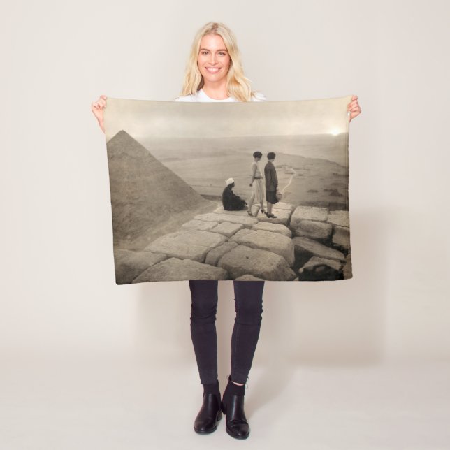 Flapper Girls Sunrise Khufu Pyramid, Egypt 1920  Fleece Blanket (In Situ)