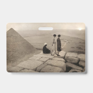 Flapper Girls Sunrise Khufu Pyramid, Egypt 1920  ID Badge