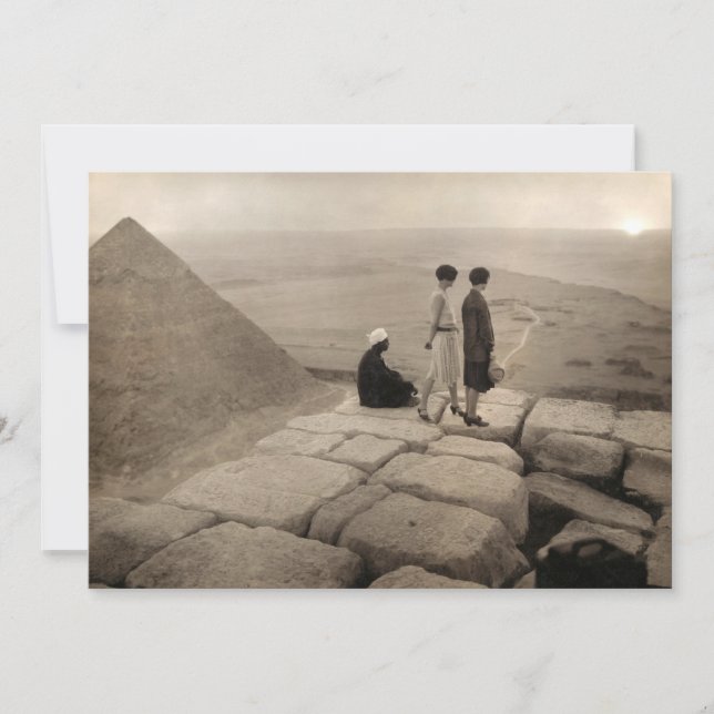 Flapper Girls Sunrise Khufu Pyramid, Egypt 1920  Invitation (Front)