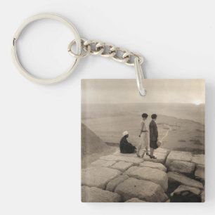 Flapper Girls Sunrise Khufu Pyramid, Egypt 1920 Key Ring