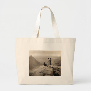 Flapper Girls Sunrise Khufu Pyramid, Egypt 1920  Large Tote Bag