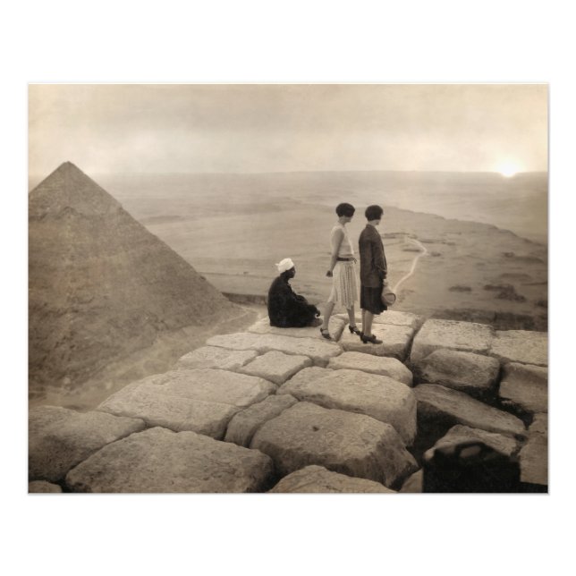 Flapper Girls Sunrise Khufu Pyramid, Egypt 1920  Photo Print (Front)