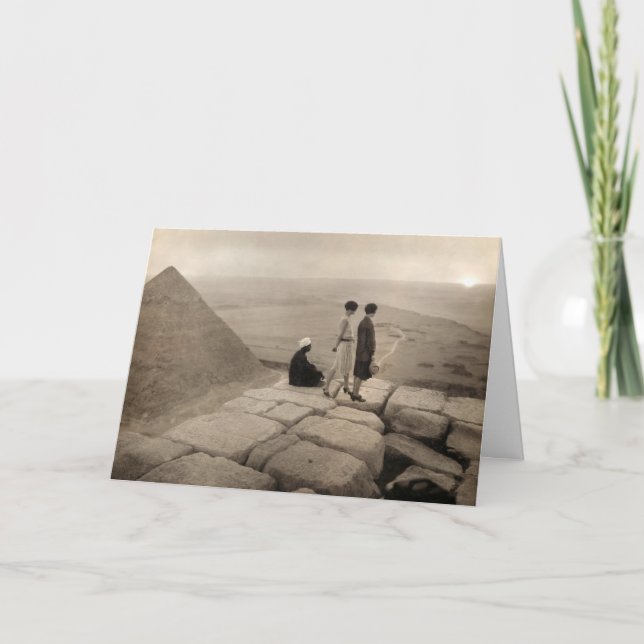 Flapper Girls Sunrise Khufu Pyramid, Egypt 1920  Thank You Card (Front)