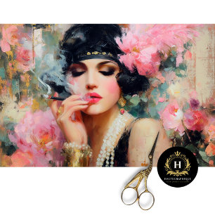 Flapper Glam with Pearls Decoupage  Tissue Paper