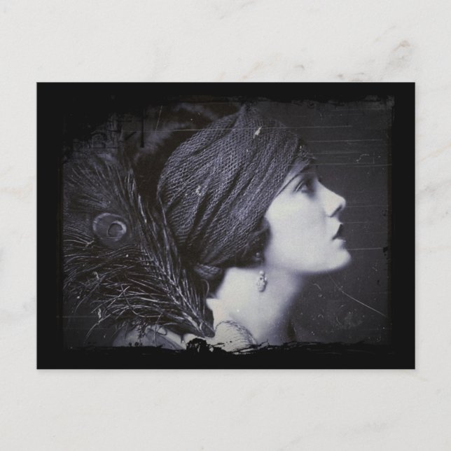 Flapper in a Feathered Turban Postcard (Front)
