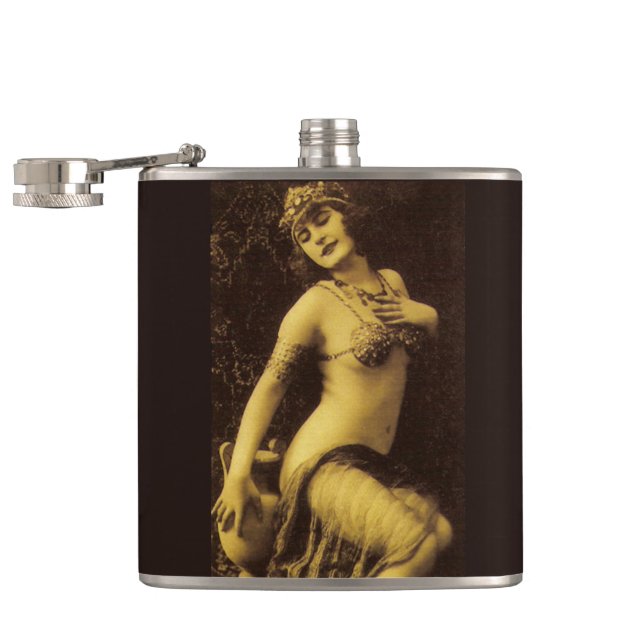 Flapper in Sepia 1 Hip Flask (Opened)