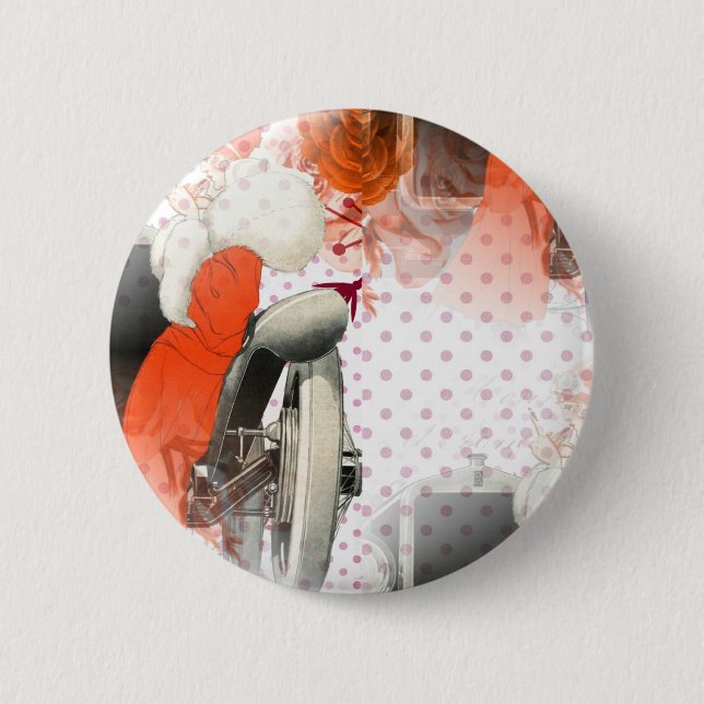 flapper polkadots 6 cm round badge (Front)