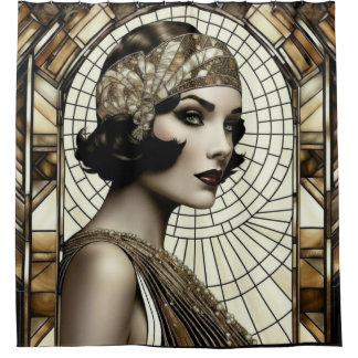 Flapper Roaring 20s Shower Curtain