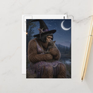 Flapper Sasquatch and Her Kitty Postcard