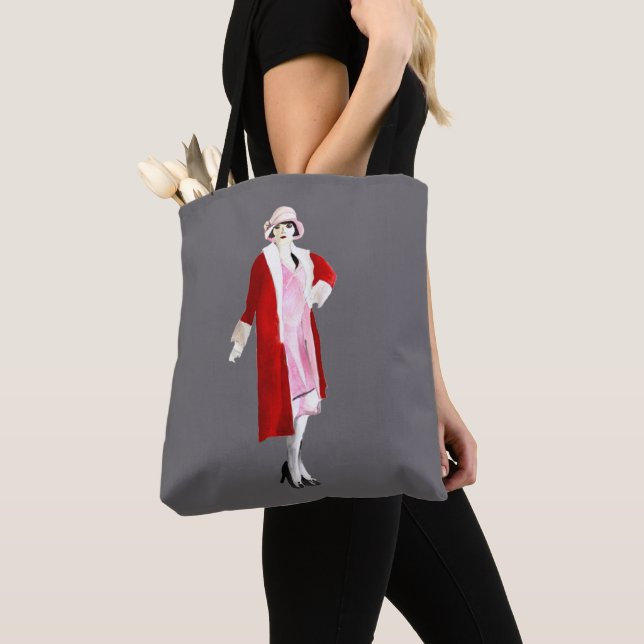 Flapper vintage fashion lady roaring twenties tote bag (Close Up)
