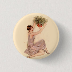 Flapper with Mistletoe 3 Cm Round Badge