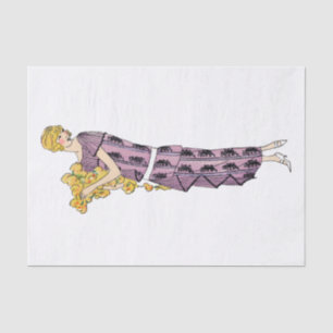 Flapper woman with flower, Decoupage Tissue Paper