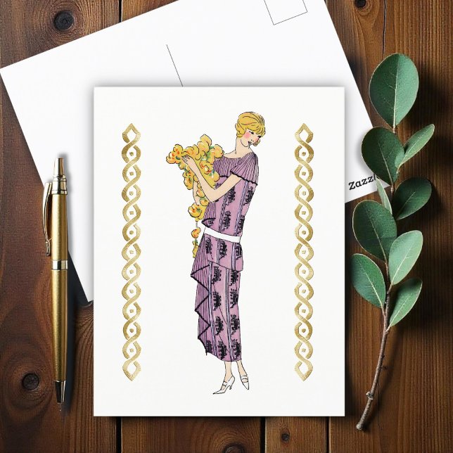 Flapper woman with flower,  postcard (Creator Uploaded)