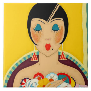 “Flappers and Flowers” Art Deco by Jose Carlos Tile