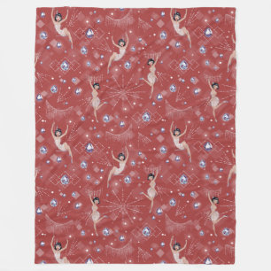 Flappers Lady Glam Fun Red Design Fleece Blanket