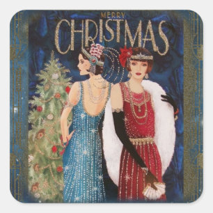 Flappers Vintage Christmas Sticker