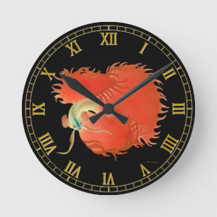 Flaring Red Betta Fighting Fish Wall Clock