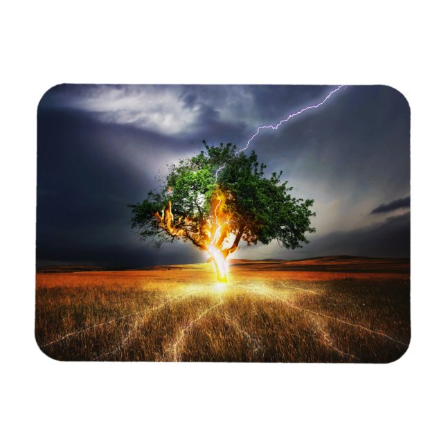 flash-845848 FANTASY LIGHTNING STRIKE TREE BACKGRO Magnet (Horizontal)