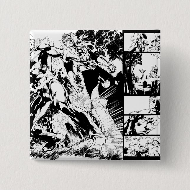 Flash and Green Lantern Panel 2 15 Cm Square Badge (Front)