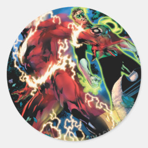 Flash and Green Lantern Panel Classic Round Sticker