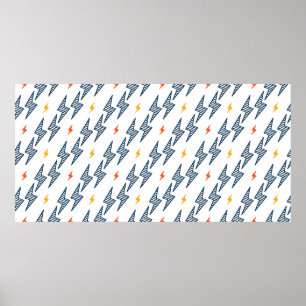Flash. Lightning Bolts Seamless Pattern. Backgroun Poster
