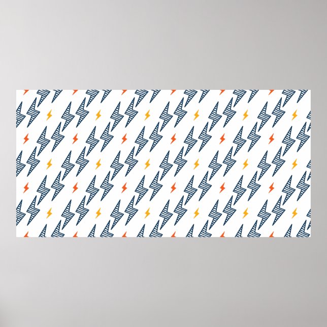 Flash. Lightning Bolts Seamless Pattern. Backgroun Poster (Front)