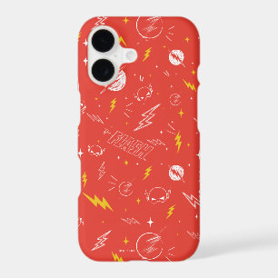 Flash Lightning Icon and Doodle Pattern