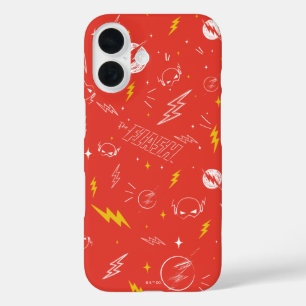 Flash Lightning Icon and Doodle Pattern iPhone 16 Case