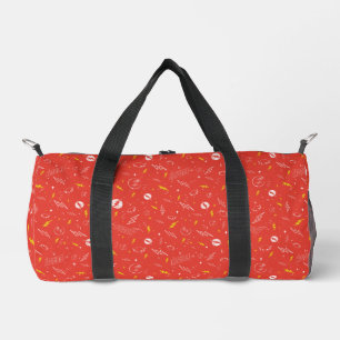 Flash Lightning Icon and Doodle Pattern Duffle Bag
