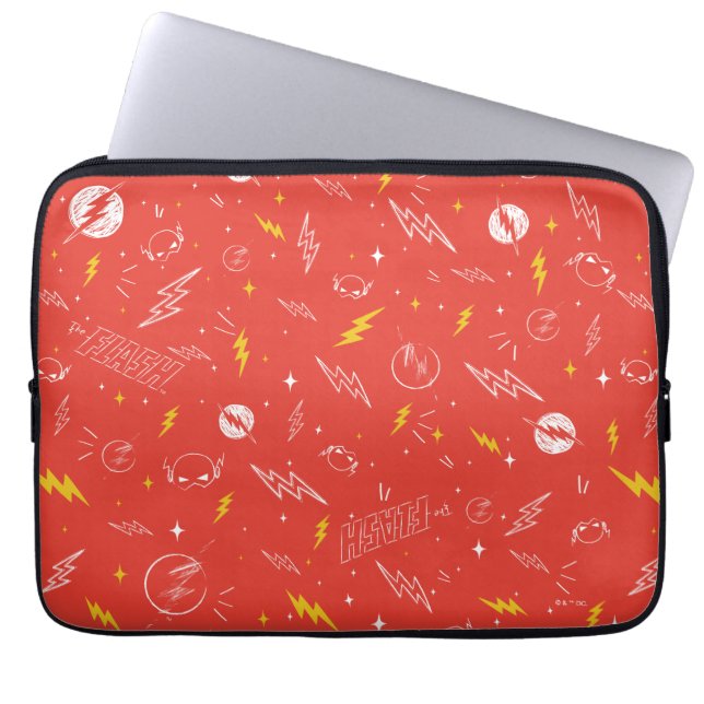 Flash Lightning Icon and Doodle Pattern Laptop Sleeve (Front)