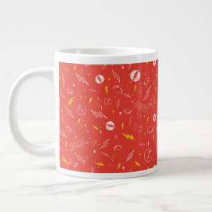 Flash Lightning Icon and Doodle Pattern Large Coffee Mug