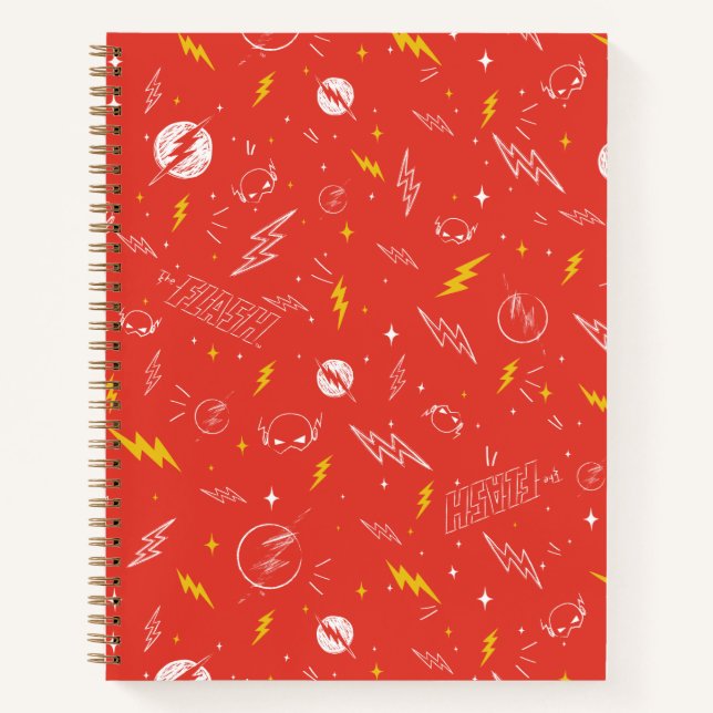 Flash Lightning Icon and Doodle Pattern Notebook (Front)