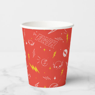 Flash Lightning Icon and Doodle Pattern Paper Cups
